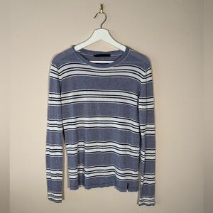 Jenni Kayne Long Sleeve Summer Sweater Cashmere Blend - Navy Stripes